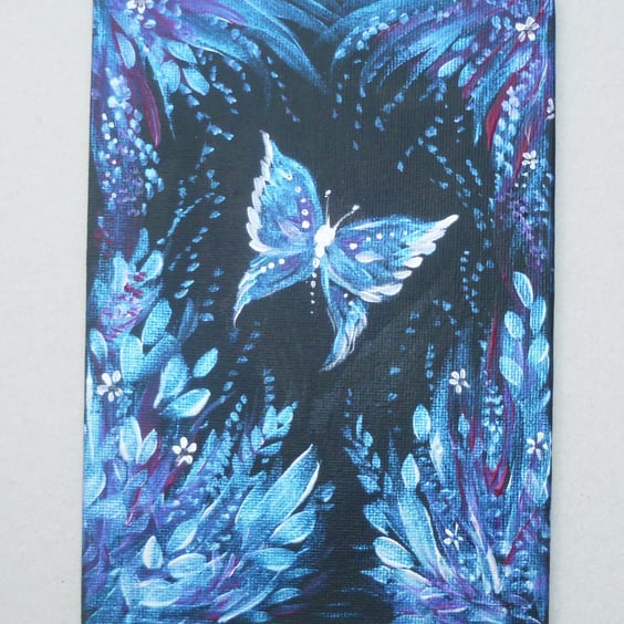 original art butterfly acrylic painting ( ref FA 51 C3 )