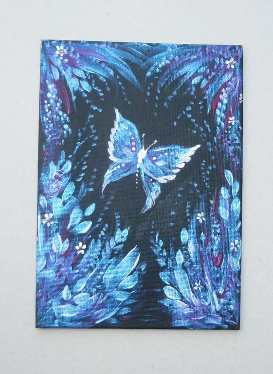 original art butterfly acrylic painting ( ref FA 51 C3 )