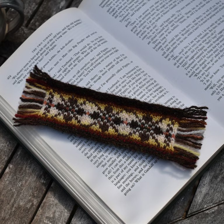 Fair Isle Knitted Bookmark, 100% Shetland Wool