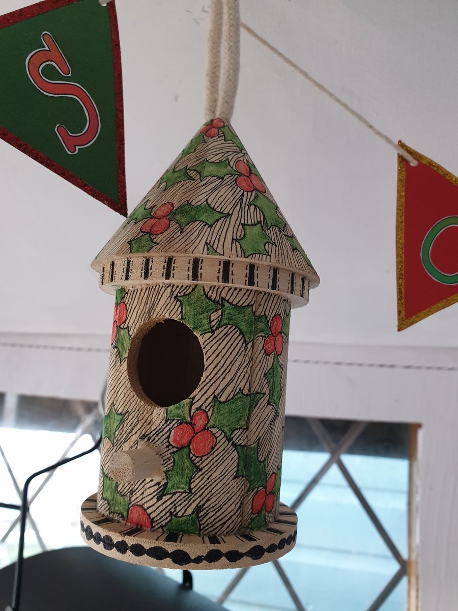 holly bird house Christmas decoration