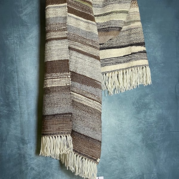 Luxury handwoven throw in handspun wool.