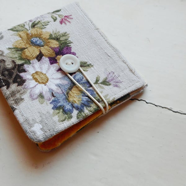 Recycled fabric teabag or card wallet in a vintage floral 