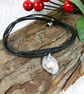 Rustic Silver and Pearl Necklace or Wrap Bracelet on Waxed Cord