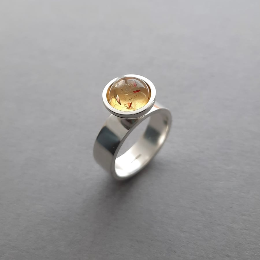 One-of-a-kind Silver and Amber Ring