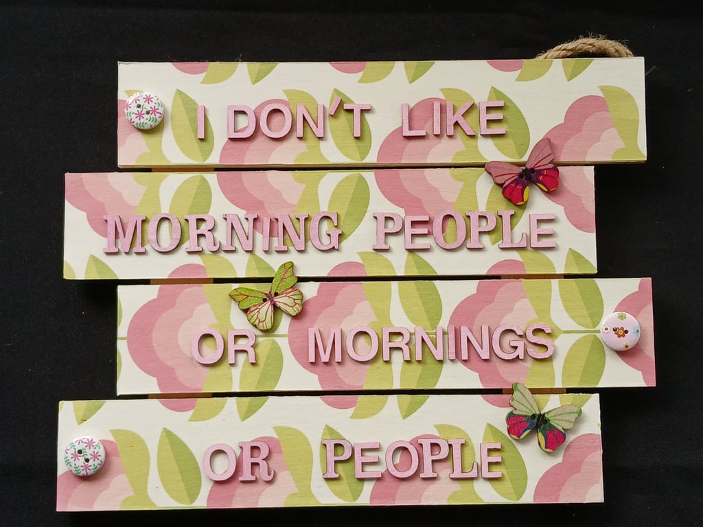 Hand decorated hanging wooden sign 