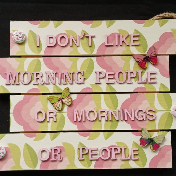 Hand decorated hanging wooden sign 