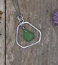 Scottish Sea Glass and Recycled Sterling Silver Necklace, Green - Image 1