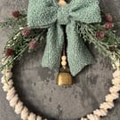 Sage Green Christmas Wreath with Brass Bell