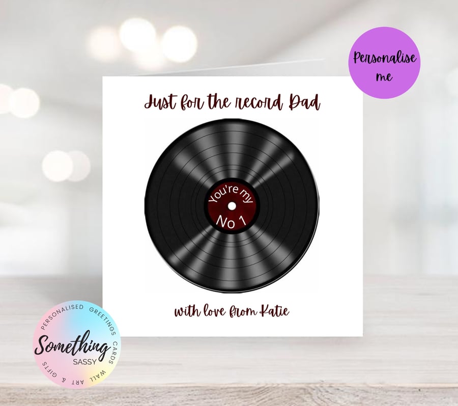 Personalised Father's Day Card - No 1 music themed card