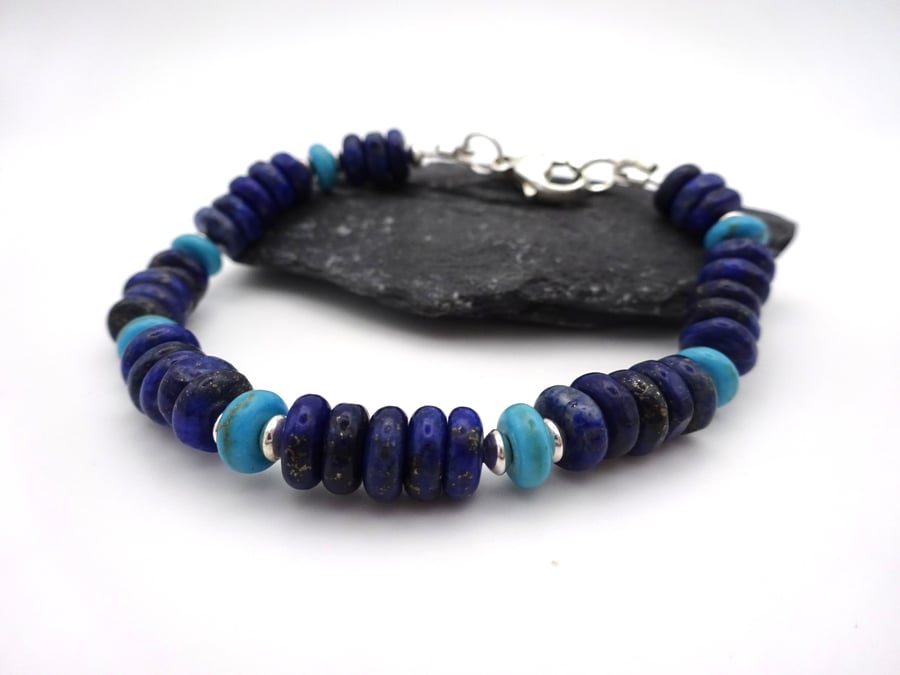 Blue Howlite and Lapis bracelet