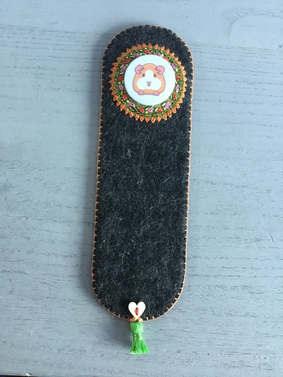 Hand Embroidered Guineapig Bookmark 