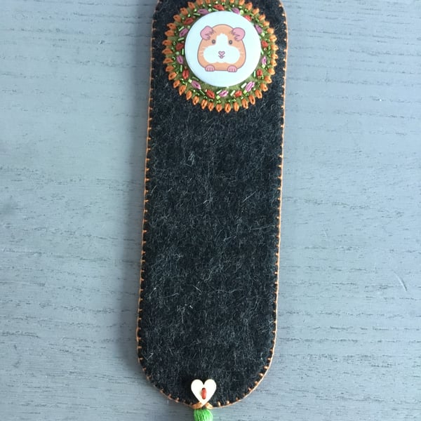 Hand Embroidered Guineapig Bookmark 