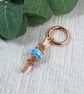 Bag Charm, Copper and Glass Lampwork Bead with Wire Wrapping