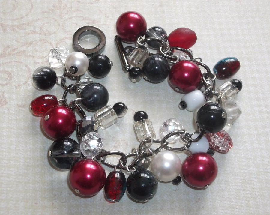 Red and black charm bracelet
