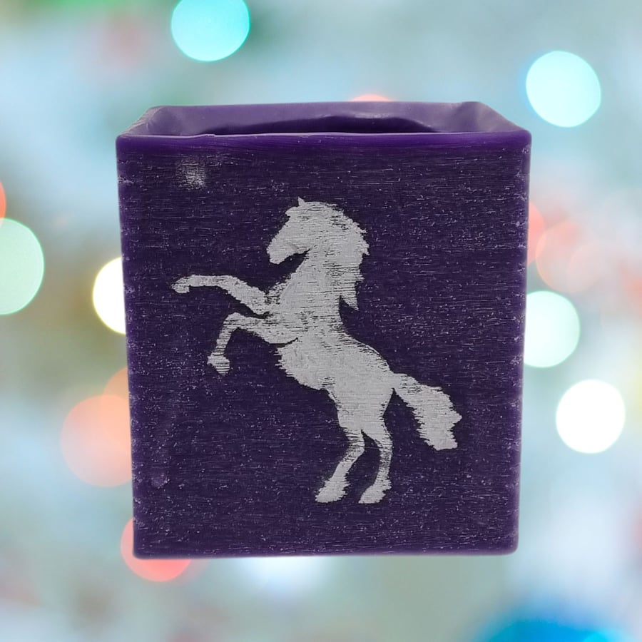 Square Container Purple Decorated With Silver Horse Home Decor Gift Free Postage