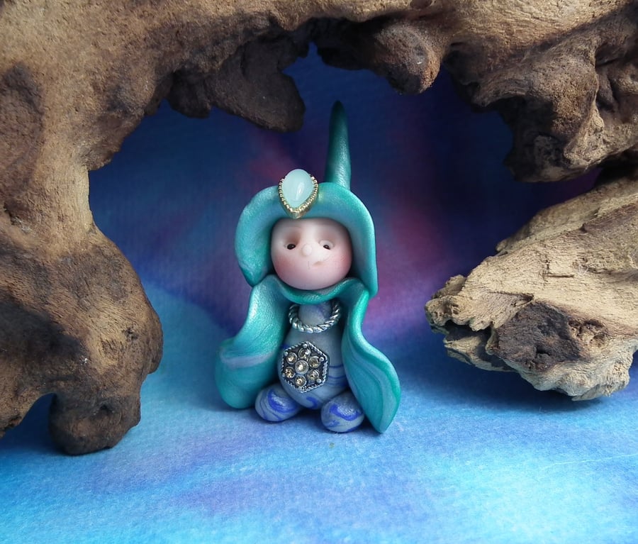 Princess 'Eanid' Tiny Royal Gnome with Crown Jewels OOAK Sculpt by Ann Galvin