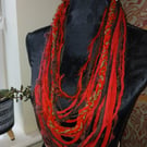 Handmade upcycled Boho infinity scarf Christmas robin