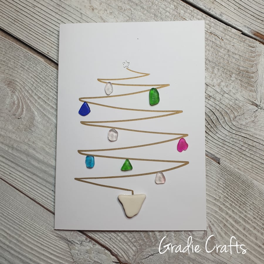 Handmade Welsh Sea Glass Christmas Cards