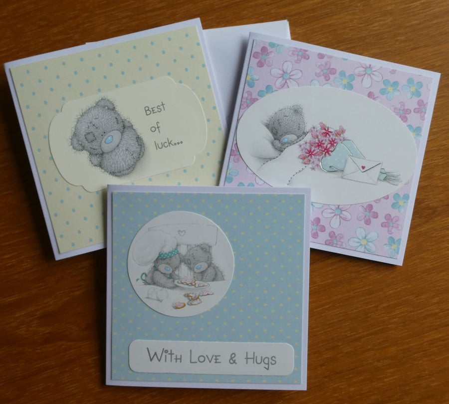 Set of 3 Tatty Teddy Mini Cards For You Best. Folksy