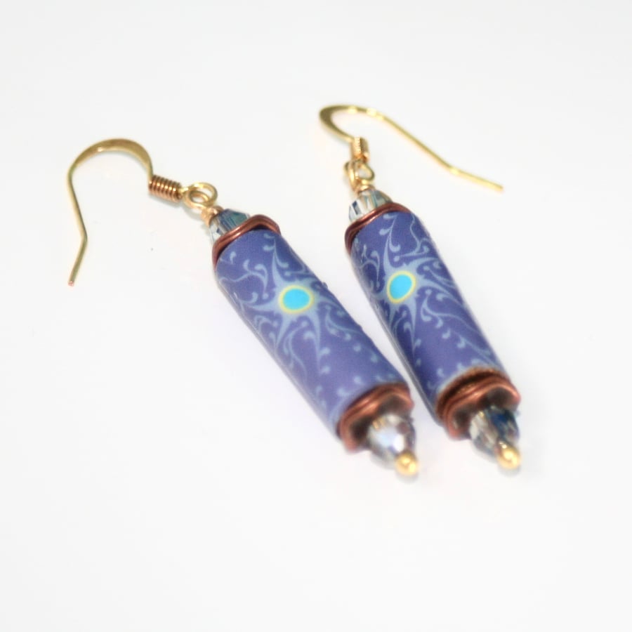 Purple paper earrings