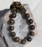 Brown Bronzite & Gold Tiger Eye Gemstone Chunky Statement Necklace "Cognac" - Image 2