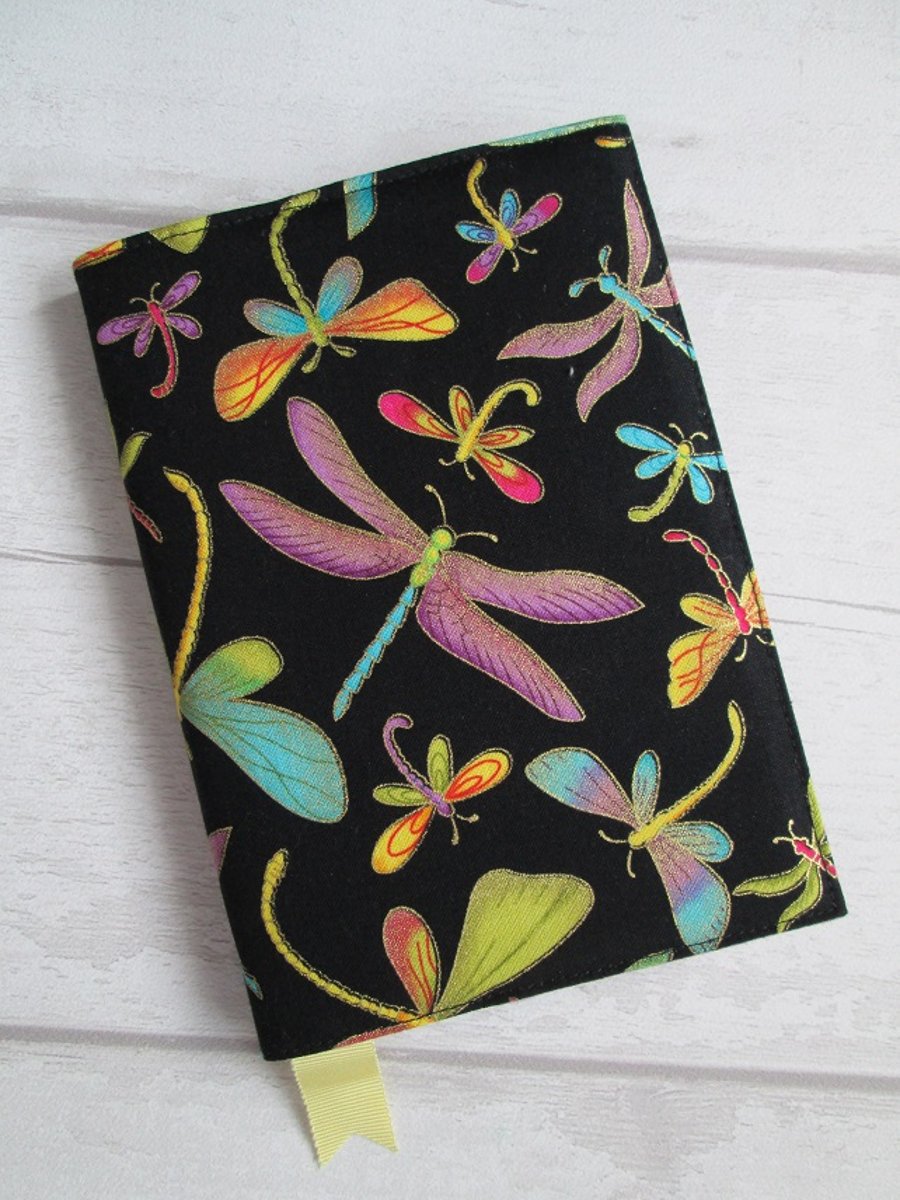 A6 Dragonflies on Black Reusable Notebook Cover