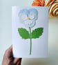 Blue White Pansy - Flower Shop Moments, Blank Handmade Floral Card 