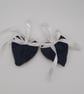 Heart hanger pair in black with with ribbon and seed bead edging.  - Image 8