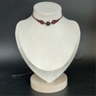 Deep Burgandy Choker Necklace with Agate bead 