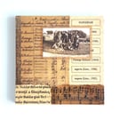 Original Paper Collage on Wood Panel, 12x12cms, Free UK Postage (196)