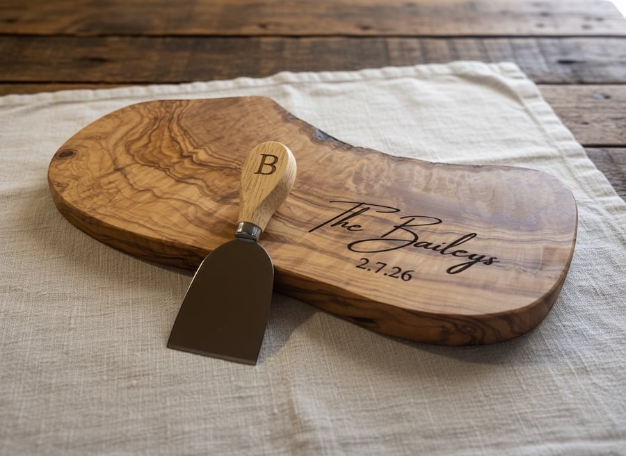 Handmade Olive Wood Serving Board – Rustic Kitchen Décor & Thoughtful Gift -35CM