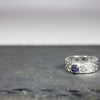 Made by Hand Silver Ring with Lacy Drilled Hole Pattern and 5mm Violet Iolite 