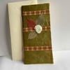 Green and gold with tartan ribbon card 