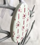 Summer seconds Green Pottery Easter Egg decoration plum coloured pattern  - Image 2