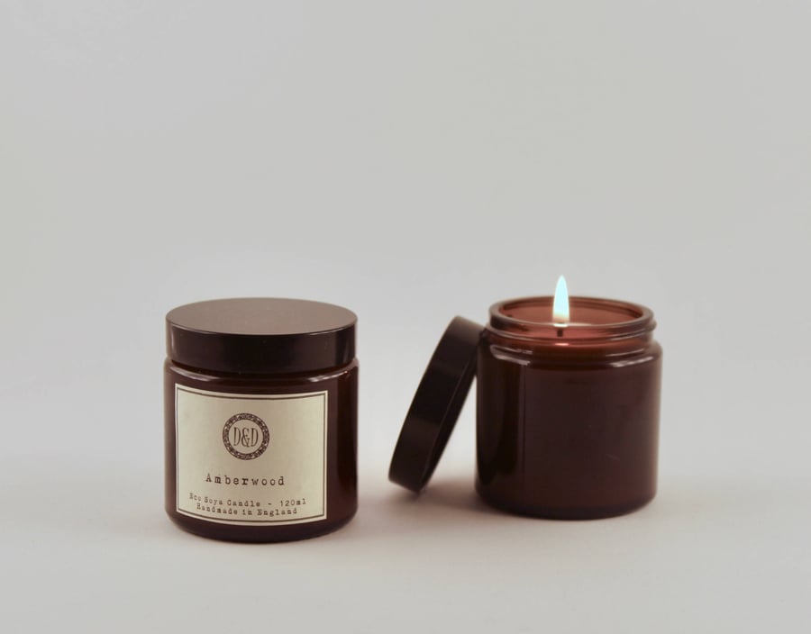  Eco soya scented candle - Amberwood 120 ml