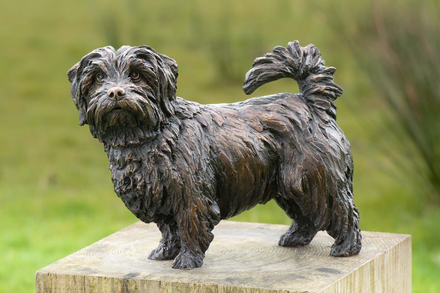 Standing Norfolk Terrier Dog Statue Large Foundry Bronze Garden Sculpture