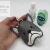 Dog Hand Sanitiser Holder, Embroidered Hand Gel pouch with lobster clasp