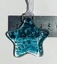 MINI Dark Aqua & Blue Fused Glass Star - Image 3