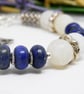 Lapis Lazuli And Agate Memory Wire Beaded Bracelet - Image 4