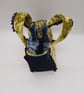Clutch handbag,  yellow and teal velvet and purple pleated ribbon.   - Image 7