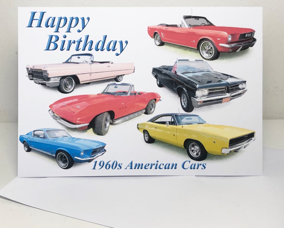 1960s American cars - Birthday, Anniversary or Plain Card