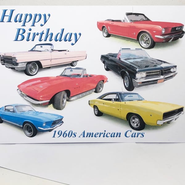 1960s American cars - Birthday, Anniversary or Plain Card