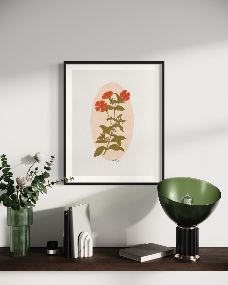Orange Wildflower Illustration Art Print