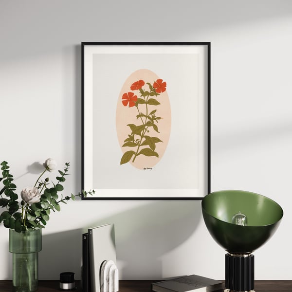 Orange Wildflower Illustration Art Print