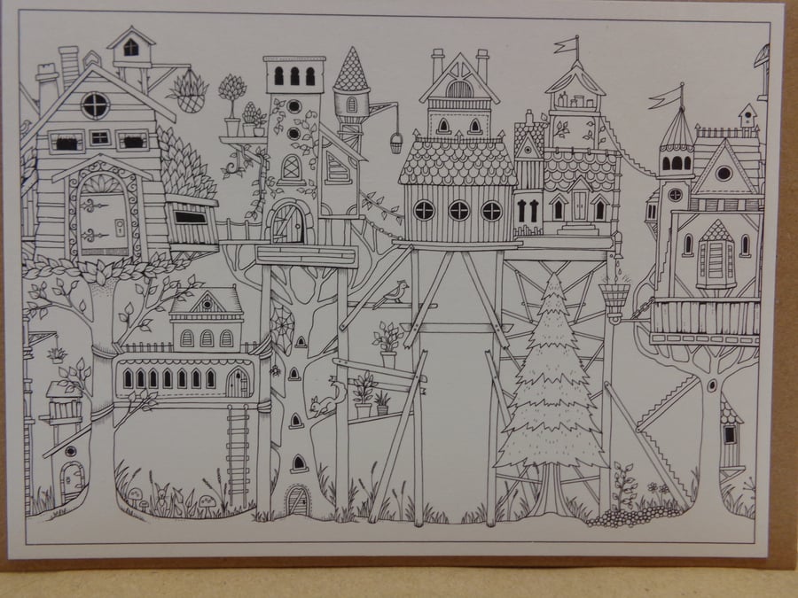 Mindfulness Colouring Card Made From Joahanna Basford's Postcards.