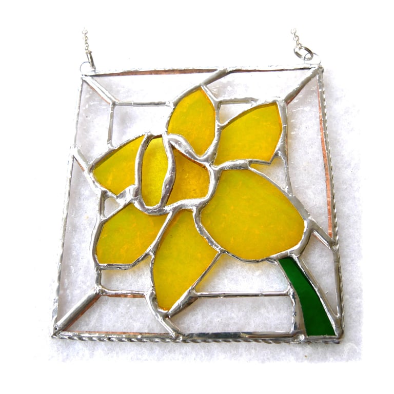 Daffodil Stained Glass Framed Suncatcher Spring Flower