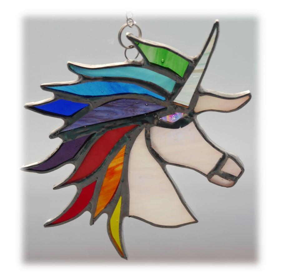Unicorn Suncatcher Stained Glass Handmade Rainbow 007