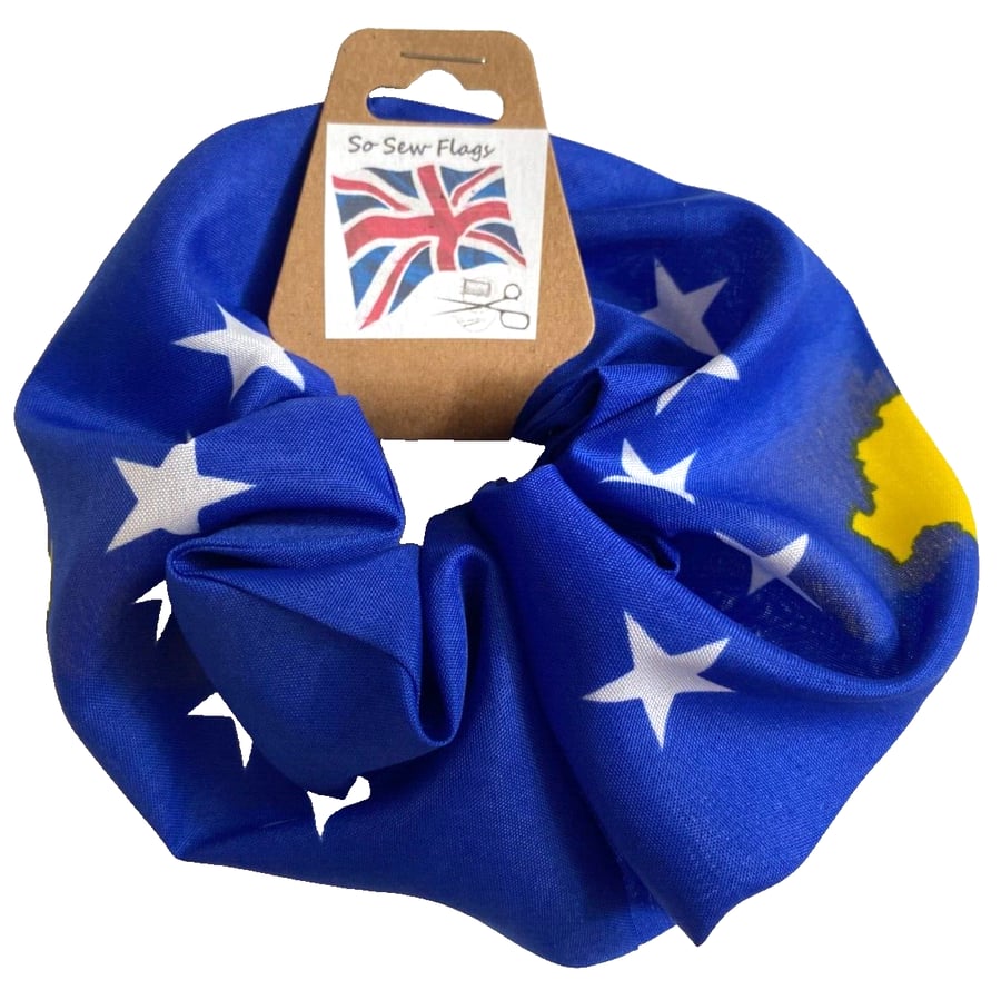 Kosovo Flag Hair Scrunchie Scrunchies Accessory Band Elastic