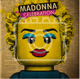 LEGO-Inspired Madonna – Celebration 5x5" Print (Mounted for 9x9" Frame)