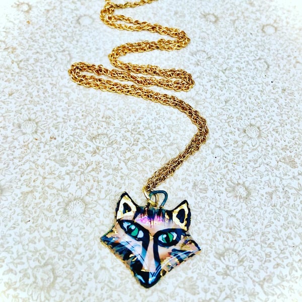 Fox porcelain pendant 